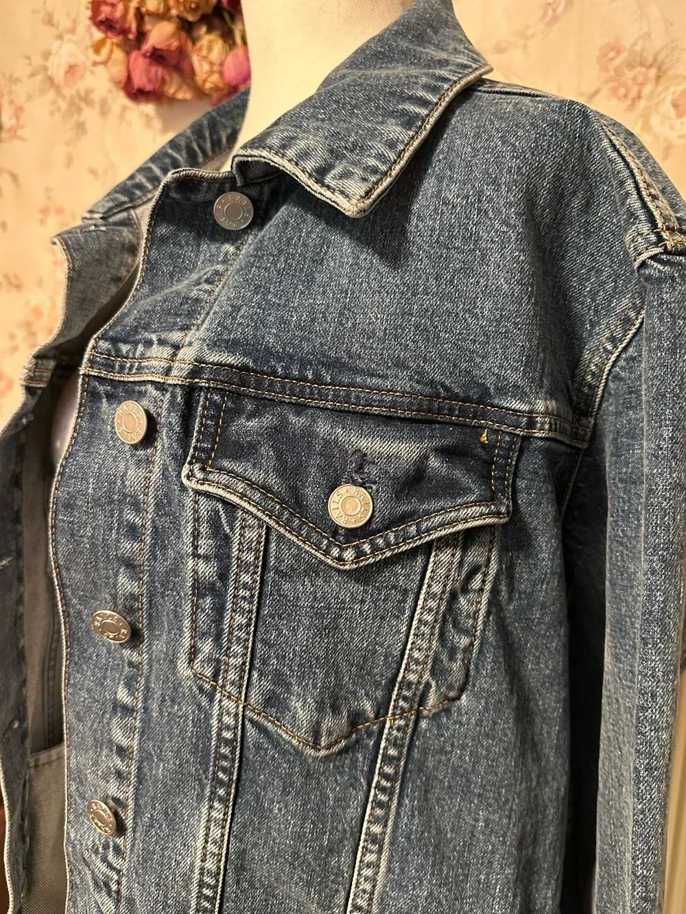 Rails Star Denim Jacket Grove Boyfriend Fit Medium Distressed Boho Western M
